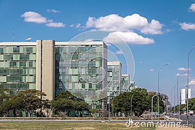 Ministry buildings at Esplanade of the Ministeries - government departments offices - Brasilia, Distrito Federal, Brazil Editorial Stock Photo