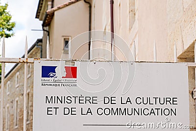 Ministry of Culture and Communication entrance office facade french logo and sign text Editorial Stock Photo