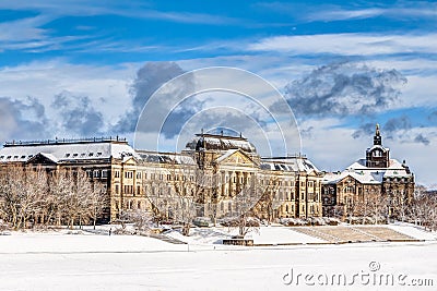 Ministry of finance in Dresden in winter Stock Photo