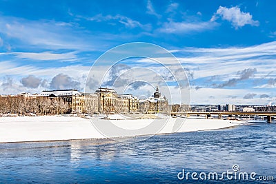 Ministry of finance in Dresden in winter Stock Photo