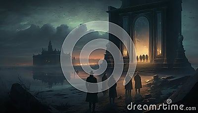 The Ministry Of Lost Souls. surreal mystical fantasy artwork. Generative AI Stock Photo