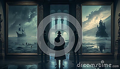 The Ministry Of Lost Souls. surreal mystical fantasy artwork. Generative AI Stock Photo