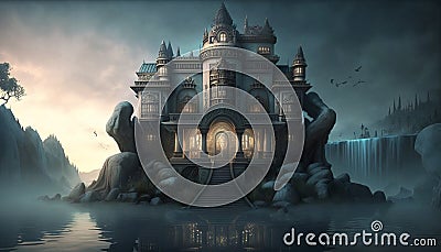 The Ministry Of Lost Souls. surreal mystical fantasy artwork. Generative AI Stock Photo