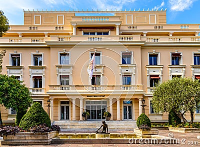 Ministry of State Ministere d`Etat at Place de la Visitation square in Monaco Ville royal old town district of Monaco Editorial Stock Photo