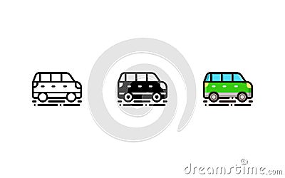 Minivan is an American car classification for vehicles designed to transport passengers Vector Illustration