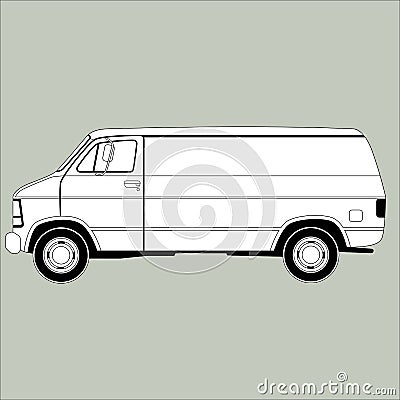 Minivan ,vector illustration ,lining draw,profile Vector Illustration