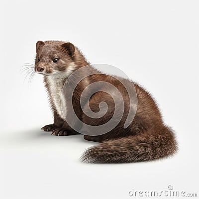 Mink isolated on white created with Generative AI Stock Photo