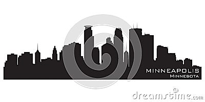 Minneapolis, Minnesota city skyline. Detailed vector silhouette Vector Illustration