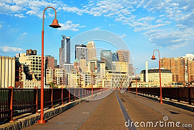 Minneapolis from the Stone Arch Bridge Editorial Stock Photo