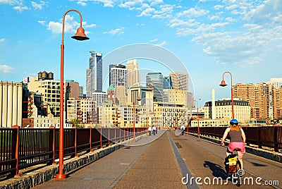 Minneapolis from the Stone Arch Bridge Editorial Stock Photo