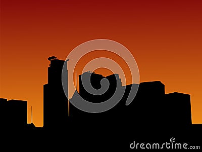 Minneapolis at sunset Vector Illustration