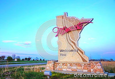 Minnesota welcomes you sign Stock Photo
