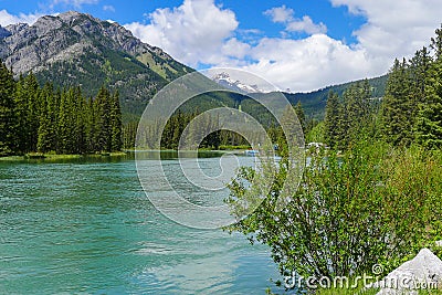 Minnewanka Loop and Lake Johnson near Banff Stock Photo