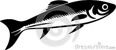 minnow Black Silhouette Generative Ai Vector Illustration