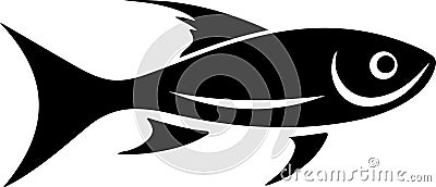 minnow Black Silhouette Generative Ai Vector Illustration