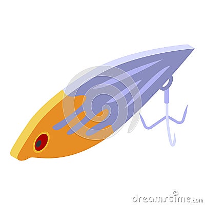 Minnow fishing bait icon, isometric style Vector Illustration