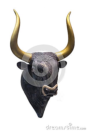 Minoan rhyton in form of a bull isolated Stock Photo