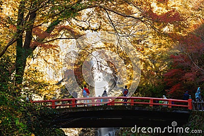 Minoh waterfall in autumn season, Osaka Japan, Beautiful waterfall in osaka japan, Minoh Park Editorial Stock Photo