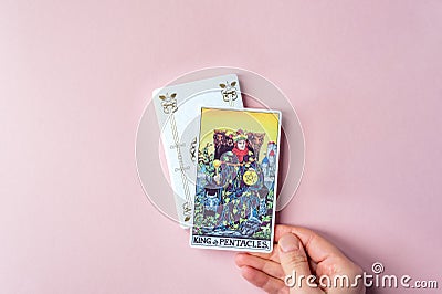 Minor Arcana of Pentacles, classic card of Rider Waite deck Editorial Stock Photo