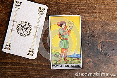 Minor Arcana of Pentacles, classic card of Rider Waite deck Editorial Stock Photo