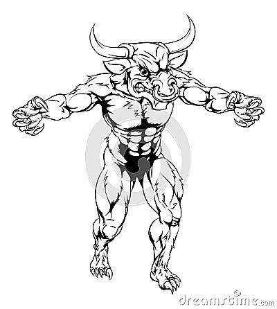 Minotaur bull scary sports mascot Vector Illustration