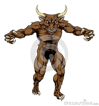 Minotaur bull scary sports mascot Vector Illustration
