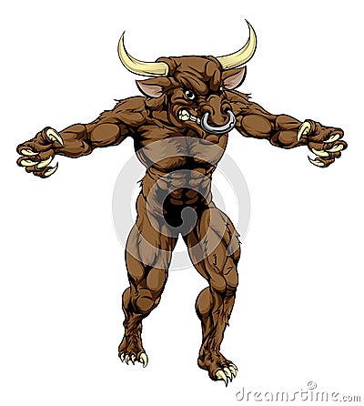 Minotaur bull scary sports mascot Vector Illustration