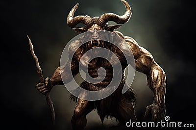 Minotaur monster demon. Generate Ai Stock Photo