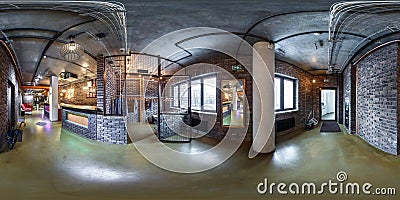 MINSK, BELARUS - APRIL,2017: full seamless spherical Panorama 360 degrees in interior locker room and reception in office with Editorial Stock Photo