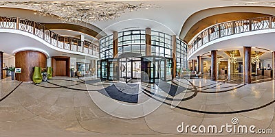 MINSK, BELARUS - AUGUST , 2017: Full spherical 360 degrees angle view seamless panorama in guestroom hall reception of modern Editorial Stock Photo