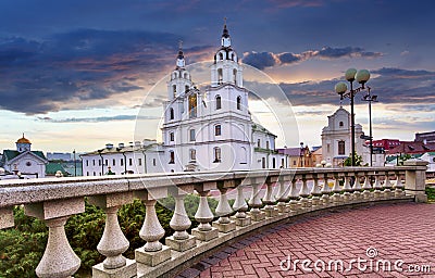 Minsk, Belarus. The Cathedral Of Holy Spirit In Minsk - The Main Orthodox Church Of Belarus And Symbol Of Capital Stock Photo