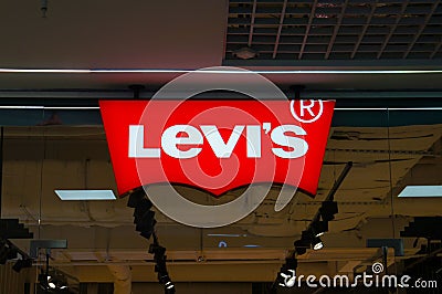 Minsk, Belarus. December, 22. 2019. Levi`s Store Logo, Levis Jeans Store Editorial Stock Photo