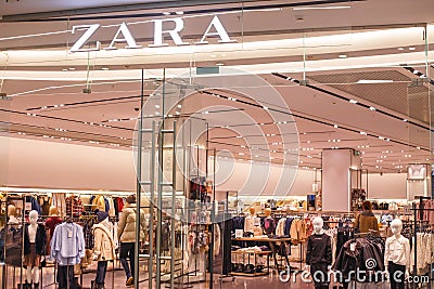 Minsk, Belarus - December 16, 2019 Zara kids clothing shop enterance Editorial Stock Photo