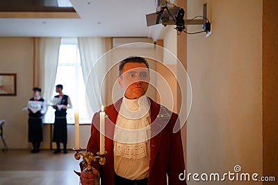 MINSK, BELARUS - FEBRUAR 1, 2018: beautiful couples on a secular Editorial Stock Photo