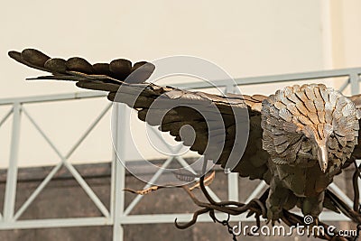 The forged sculpture `Eagle` Editorial Stock Photo