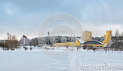 MINSK, BELARUS - January 15, 2017: Sports complex Olympic reserve. Pool National Olympic Training Center in athletics in Minsk, Be Editorial Stock Photo