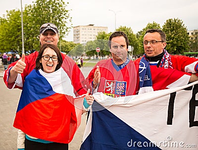 MINSK, BELARUS - MAY 11 - Czech Fans in Front of Chizhovka Arena on May 11, 2014 in Belarus. Ice Hockey Championship. Editorial Stock Photo