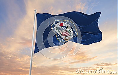 Minsk, Belarus - May, 2021: flag of United States Senate waving in the wind. USA Departments. Copy space. 3d illustration Cartoon Illustration