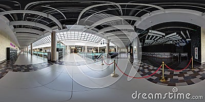 MINSK, BELARUS - OCTOBER, 2016: full seamless panorama 360 degrees angle view in hall of modern multi-storey trade center in Editorial Stock Photo