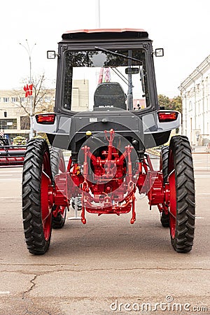 Minsk, Belarus, September 20, 2022: Agricultural tractor Belarus, series 920R4, on narrow wheels Editorial Stock Photo