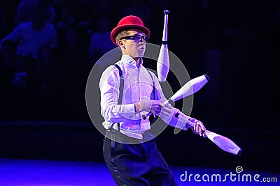 Juggler. II Minsk International Circus Art Festival Editorial Stock Photo