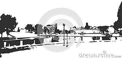 Minsk city detailed skyline. Historic center of the city. Vector Illustration