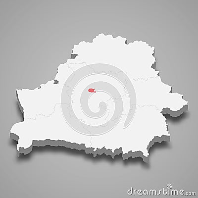 Minsk City region location within Belarus 3d imap Vector Illustration