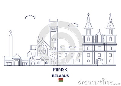 Minsk City Skyline, Belarus Vector Illustration