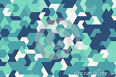 Mint and blue triangular pixelated pattern with sleek digital symmetry. High-quality abstract background concept Stock Photo