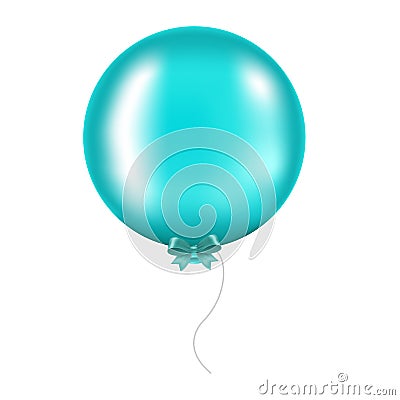 Mint Bow With Balloon Vector Illustration
