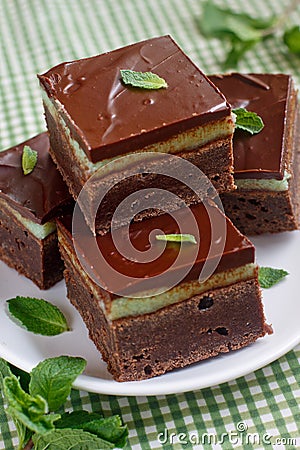 Mint brownies Stock Photo