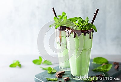 Mint chocolate milkshake Stock Photo