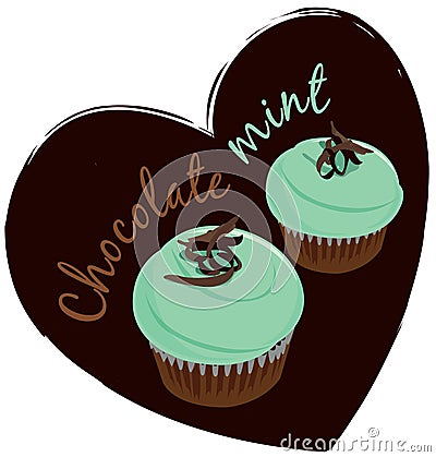 Mint cupcackes Vector Illustration