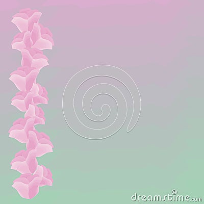 Mint green gradient pink purple purple background with pink flowers edging on the left edge petals vector gentle background greeti Vector Illustration